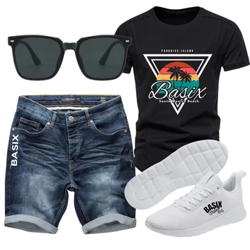 BASIX FESTIVAL PACK fekete póló, farmernadrág, cipő 9990FT!!