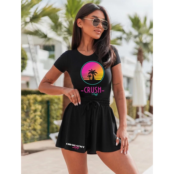 CRUSH STAFF TROPIC fekete póló rövidnadrág szett