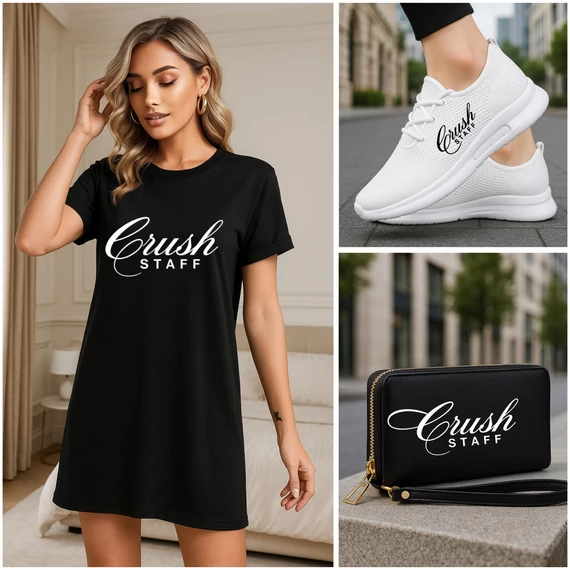 CRUSH STAFF VIVIENNE fekete tunika cipővel pénztárcával