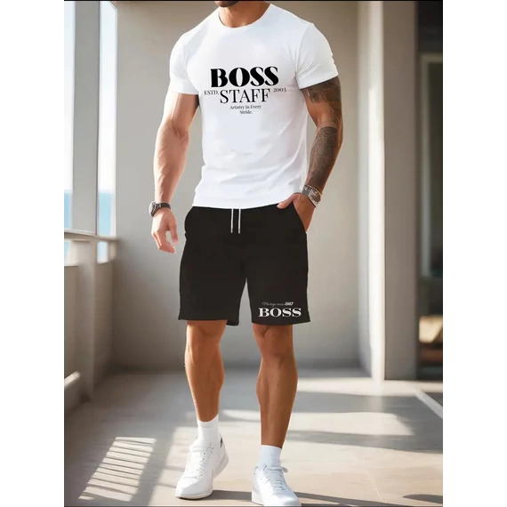 BOSS SELL fehér póló, rövidnadrág szett NAGY AKCIÓ 5290FT!!